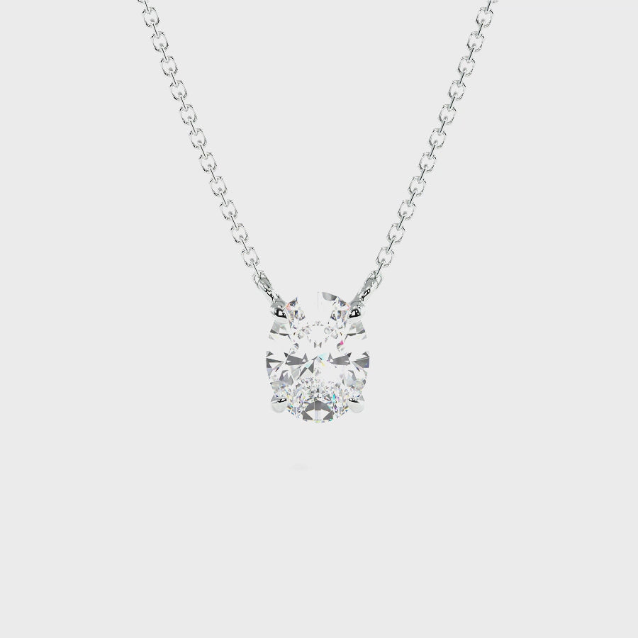 0.50-3.00 CT Oval Cut Lab Grown Diamonds - Solitaire Pendant