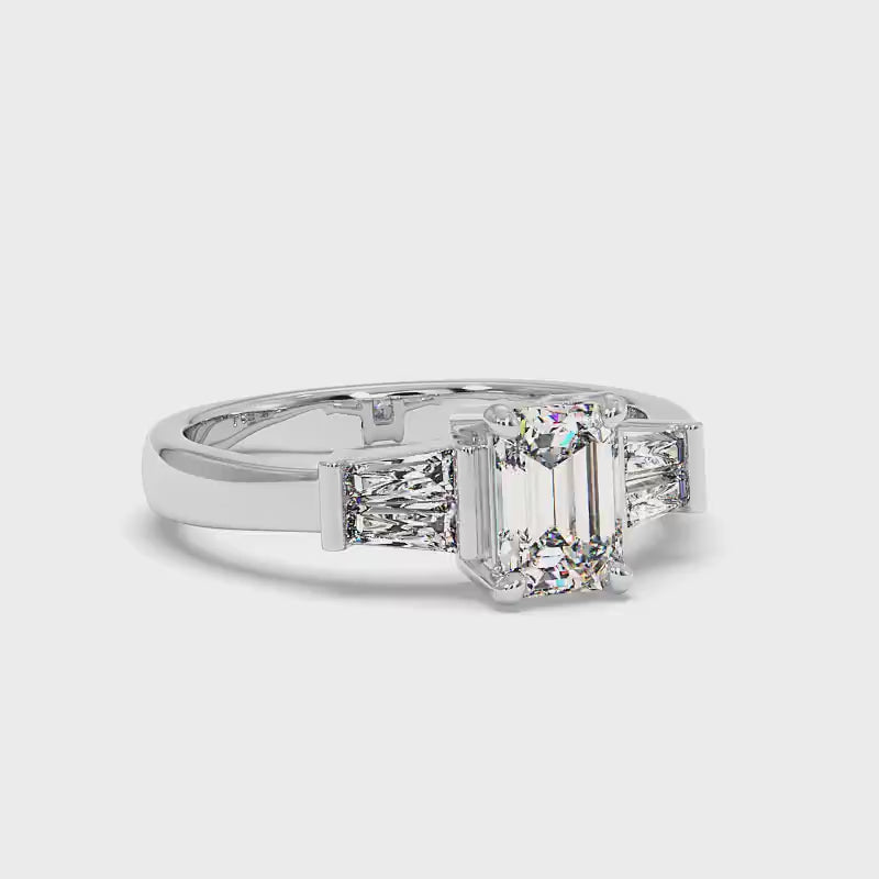 0.90-3.40 CT Taper &amp; Emerald Cut Lab Grown Diamonds - Engagement Ring