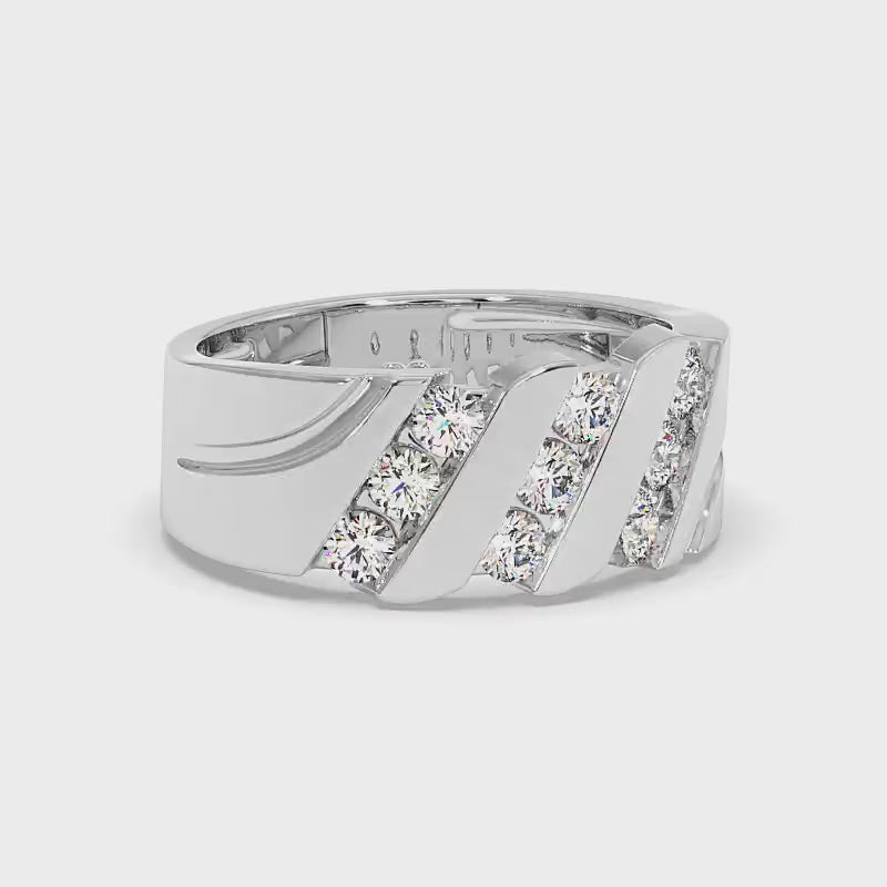 0.85 CT Round Cut Diamonds - Mens Wedding Band