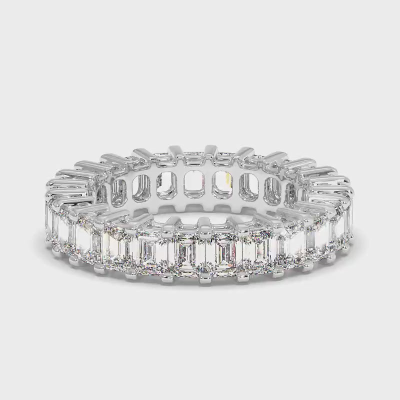 5.00 CT Emerald Cut Lab Grown Diamonds - Eternity Ring