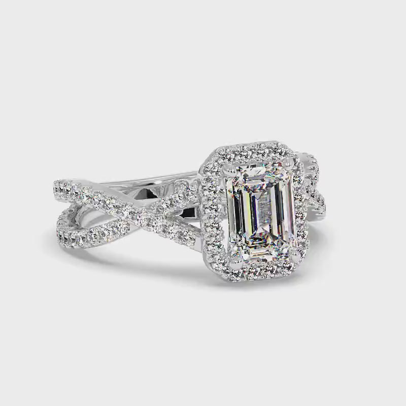 1.10-3.60 CT Round & Emerald Cut Lab Grown Diamonds - Halo Ring