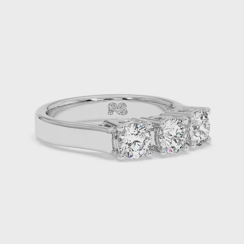 1.05 CT Round Cut Lab Grown Diamonds - Three Stone Ring