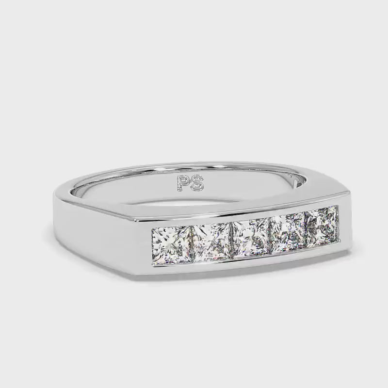 1.00 CT Princess Cut Diamonds - Mens Wedding Band