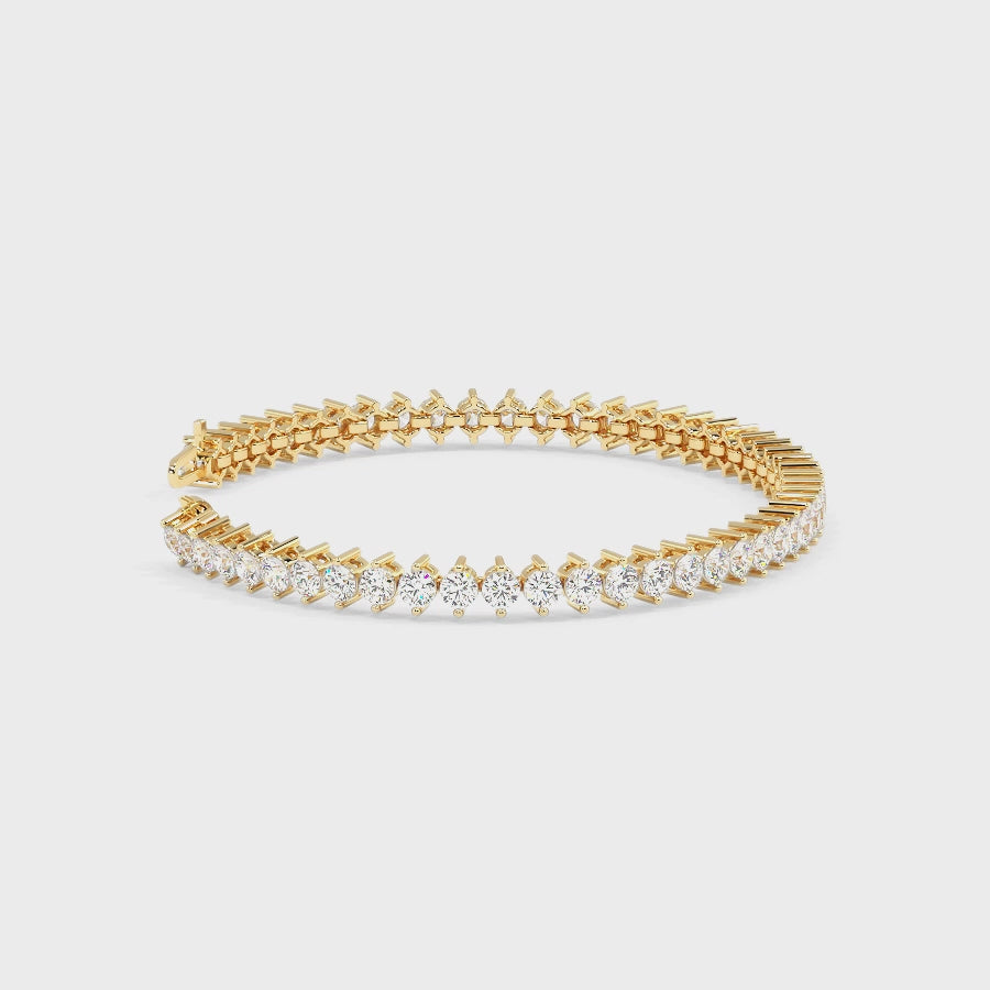 3.00-10.00 CT Round Cut Lab Grown Diamonds - Tennis Bracelet