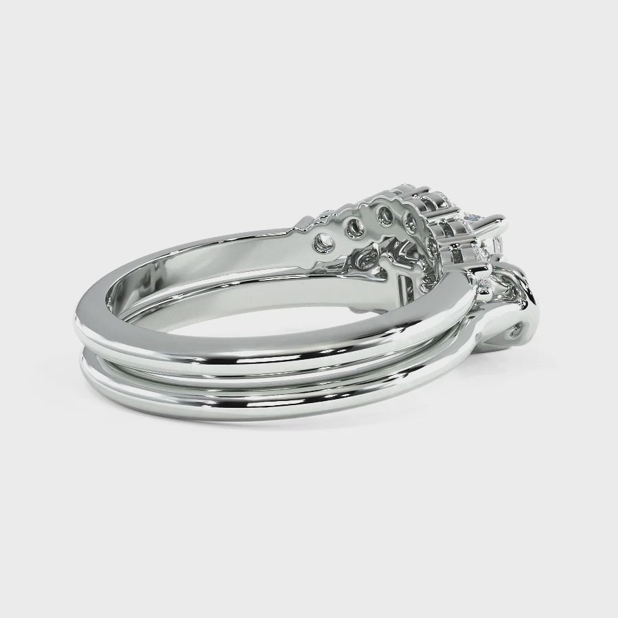1.10-3.60 CT Round & Emerald Cut Lab Grown Diamonds - Bridal Set