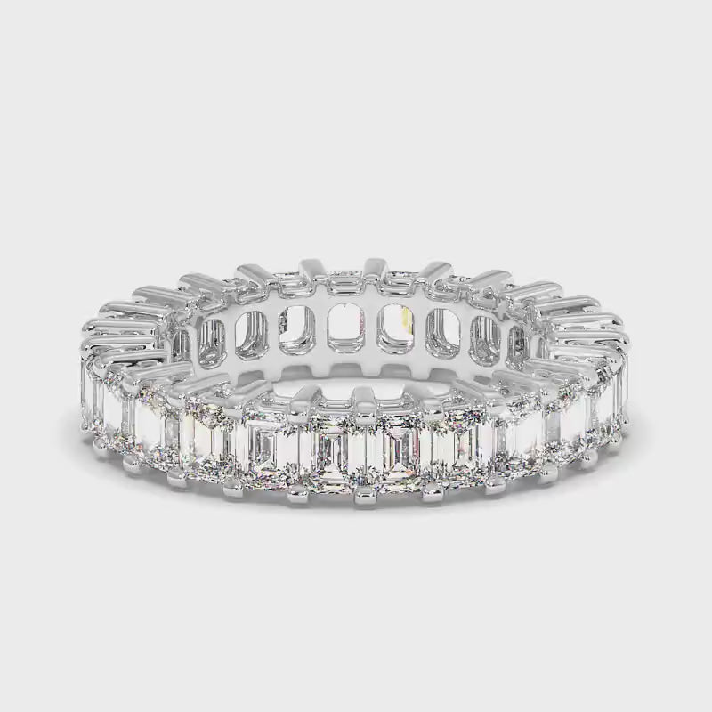 Adorable 5.00 CT Emerald Cut Diamonds - Eternity Ring in Platinum