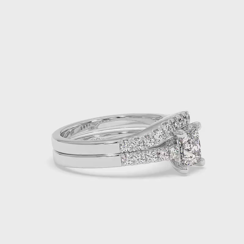 0.90-2.05 CT Round &amp; Princess Cut Diamonds - Bridal Set