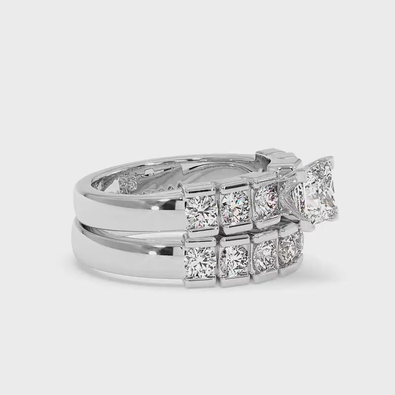 2.35-4.85 CT Round & Princess Cut Lab Grown Diamonds - Bridal Set