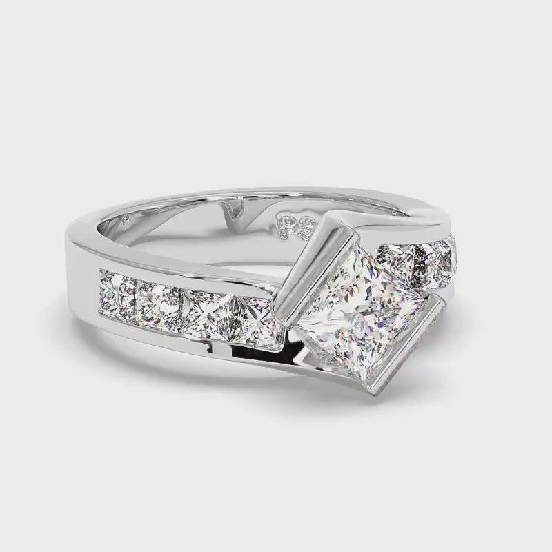 2.10-4.60 CT Princess Cut Lab Grown Diamonds - Engagement Ring