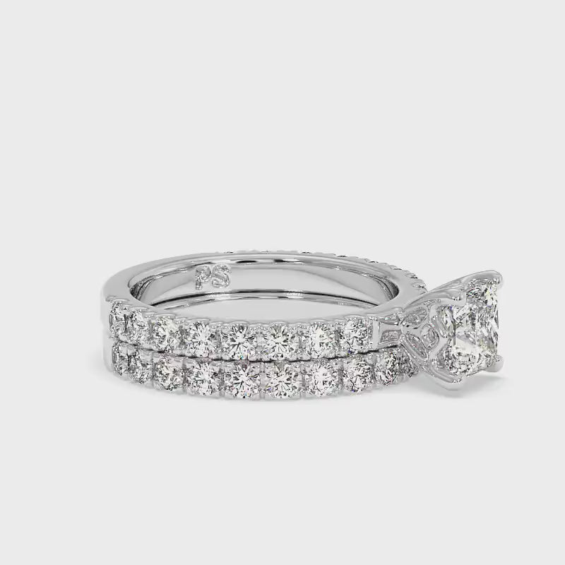 1.75-2.90 CT Round & Princess Cut Diamonds - Bridal Set