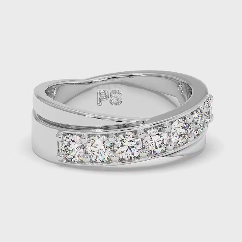 1.20 CT Round Cut Lab Grown Diamonds - Mens Wedding Band