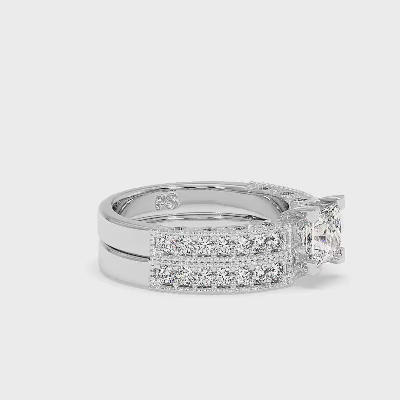 1.45-2.60 CT Round & Princess Cut Diamonds - Bridal Set