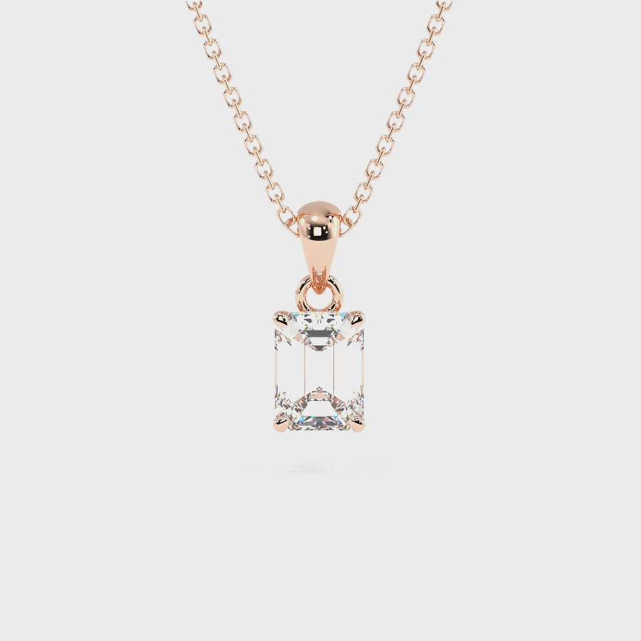 0.50-3.00 CT Emerald Cut Lab Grown Diamonds - Solitaire Pendant