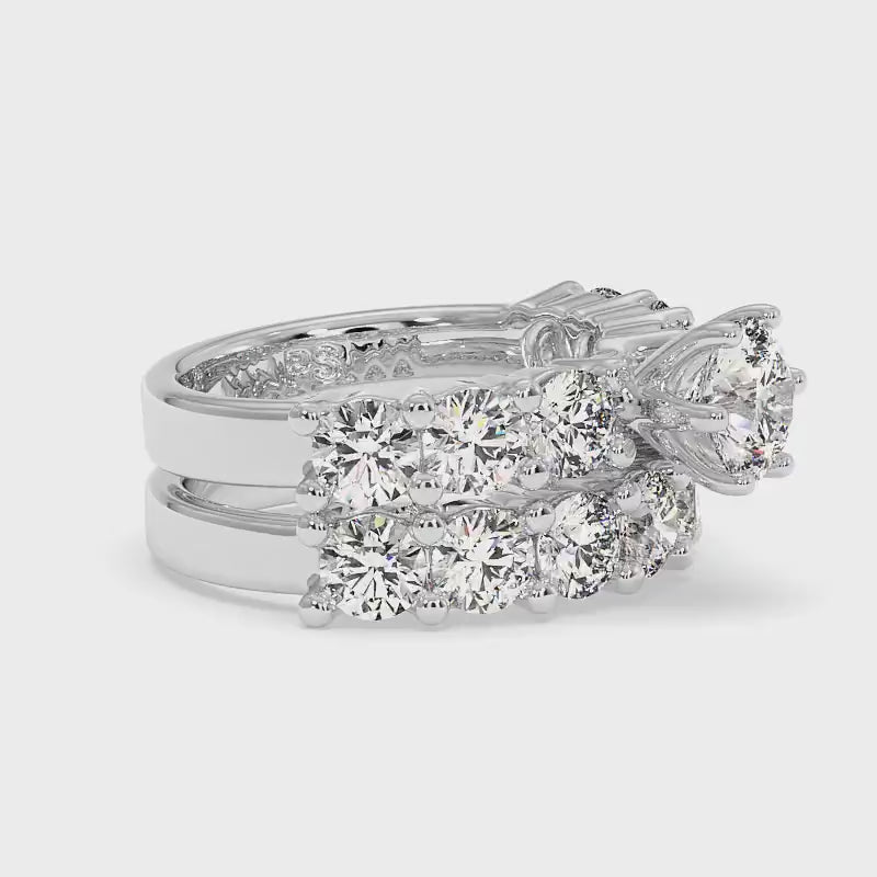 3.95-5.10 CT Round & Princess Cut Diamonds - Bridal Set