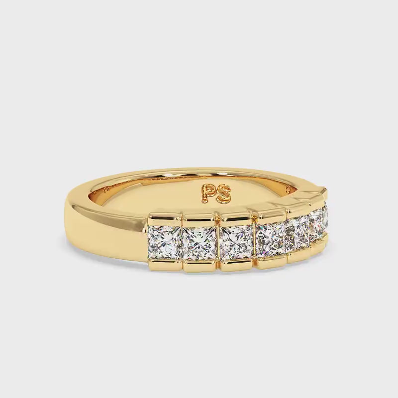 1.00 CT Princess Cut Lab Grown Diamonds - Wedding Band