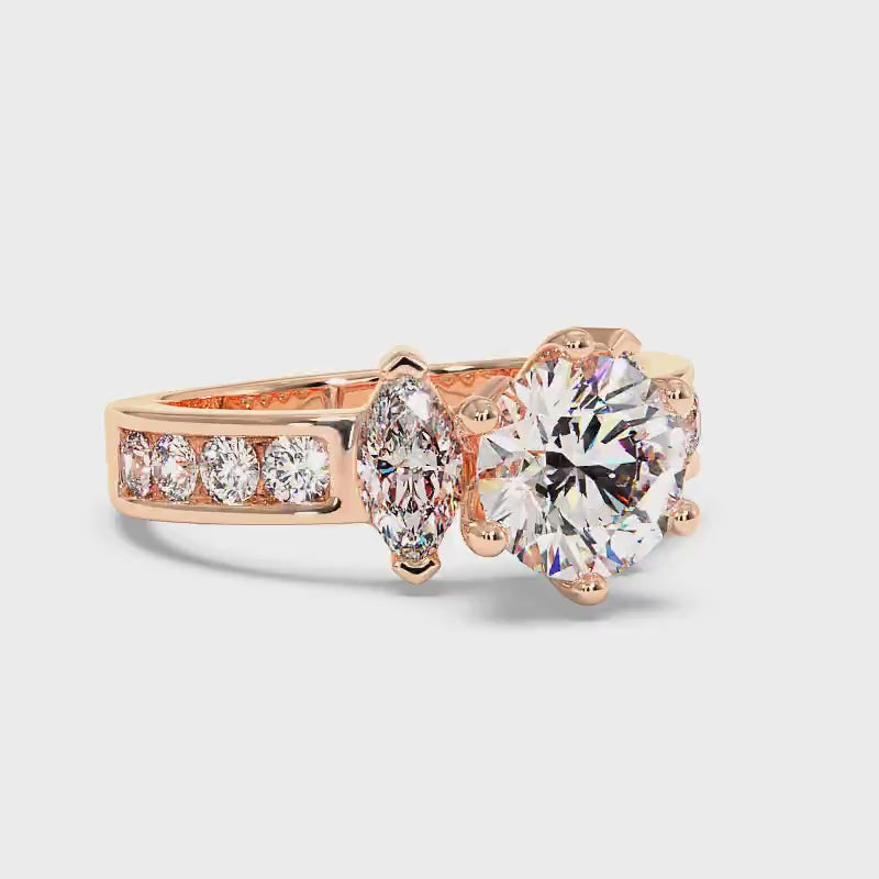 1.35-3.85 CT Round & Marquise Cut Lab Grown Diamonds - Engagement Ring