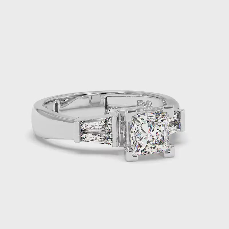 0.75-1.90 CT Taper & Princess Cut Diamonds - Engagement Ring