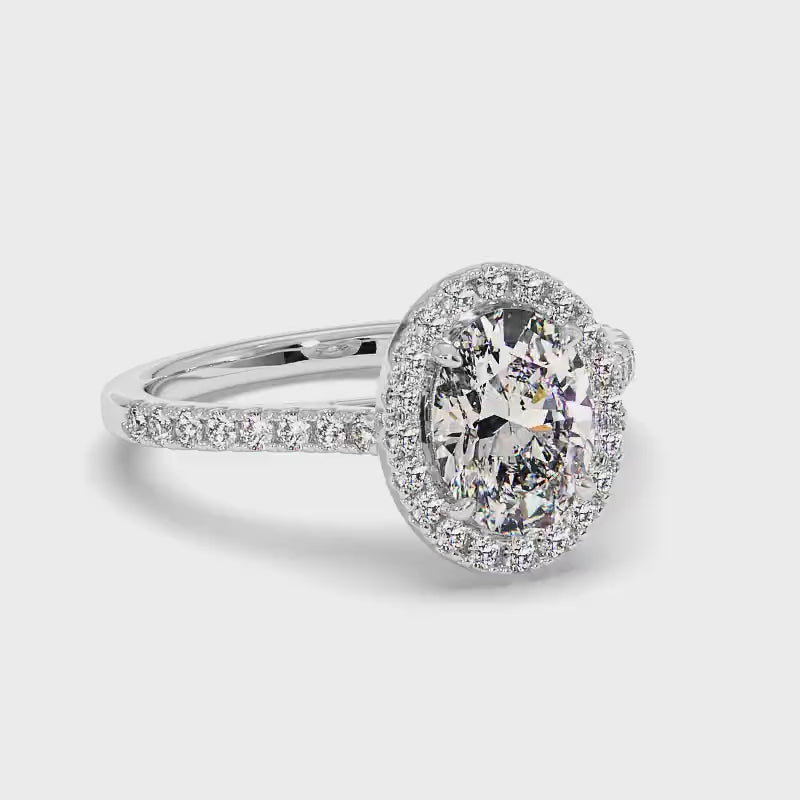 0.95-3.45 CT Round & Oval Cut Lab Grown Diamonds - Halo Ring