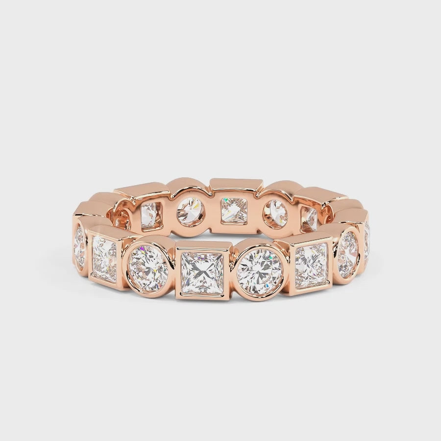 1.50 CT Round & Princess Cut Lab Grown Diamonds - Eternity Ring