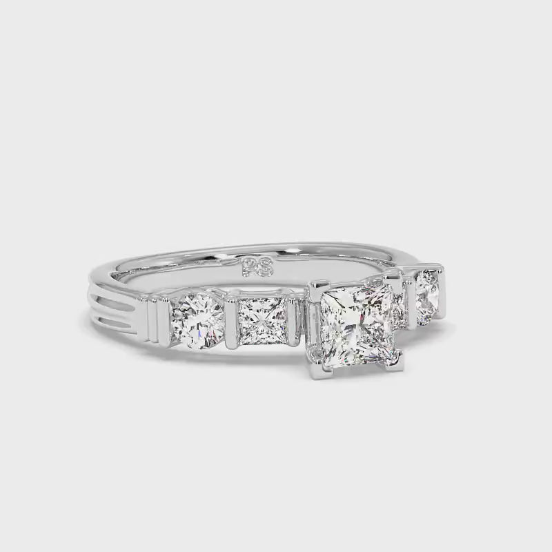 1.05-2.20 CT Round & Princess Cut Diamonds - Engagement Ring
