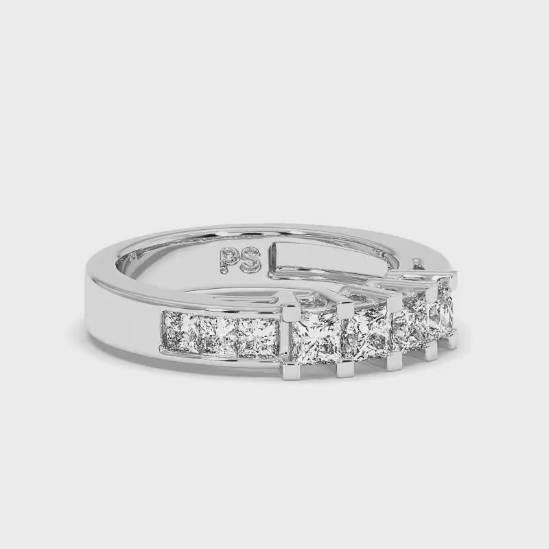 1.10 CT Princess Cut Lab Grown Diamonds - Wedding Band