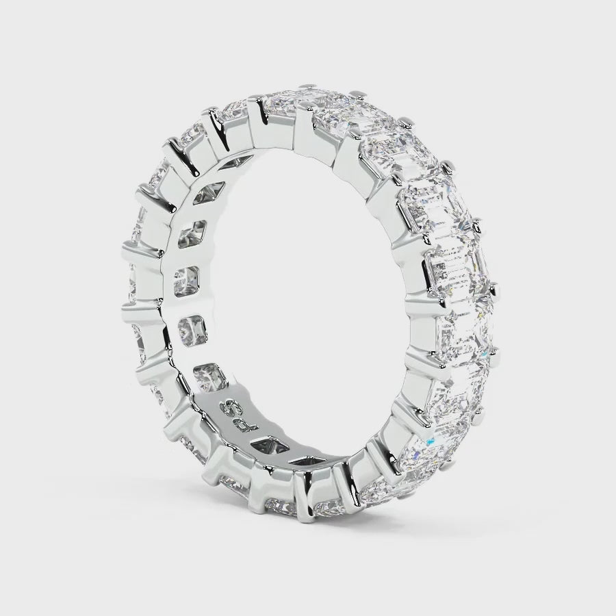 5.20 CT Emerald Cut Lab Grown Diamonds - Eternity Ring