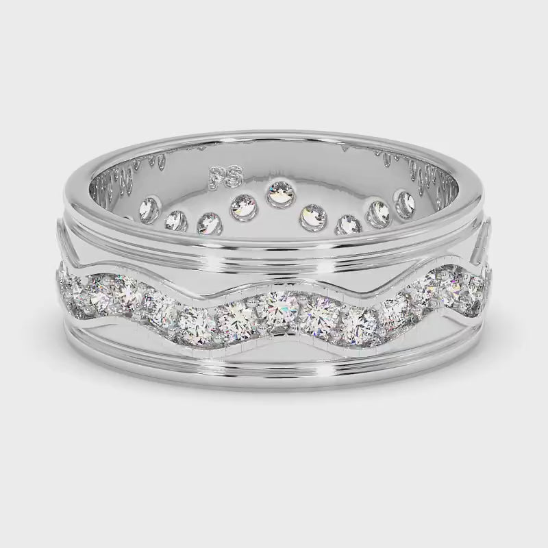1.50 CT Round Cut Diamonds - Mens Wedding Band