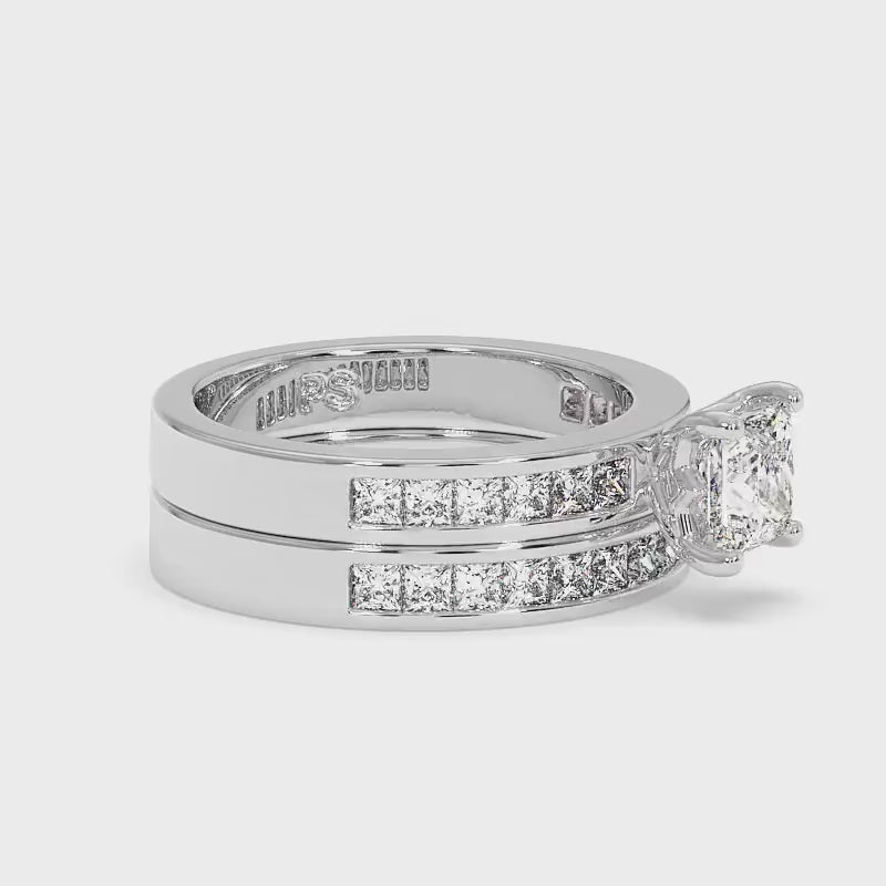 2.10-3.25 CT Princess Cut Diamonds - Bridal Set