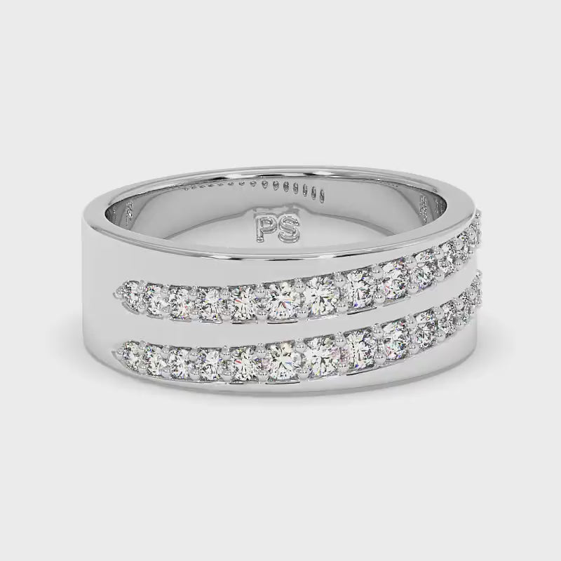 0.80 CT Round Cut Diamonds - Mens Wedding Band