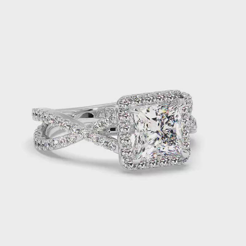1.10-3.60 CT Round & Princess Cut Lab Grown Diamonds - Halo Ring