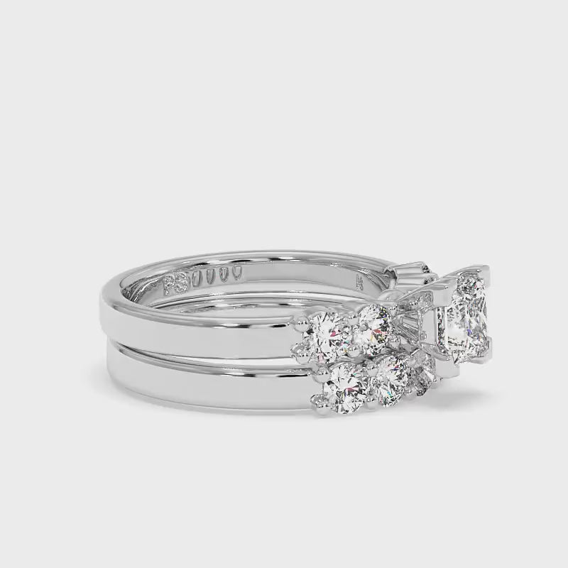 1.10-3.60 CT Round & Princess Cut Lab Grown Diamonds - Bridal Set