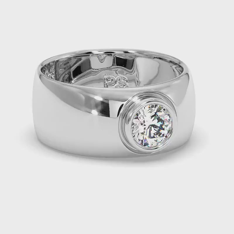 0.70 CT Round Cut Diamonds - Mens Wedding Band