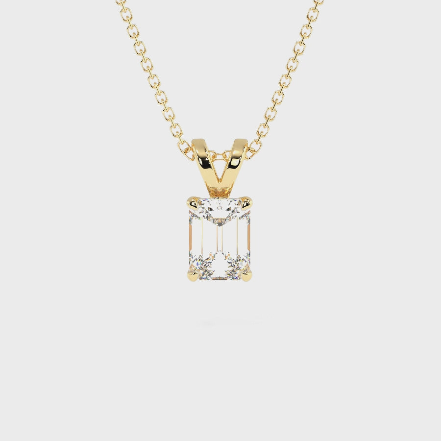 0.50-3.00 CT Emerald Cut Lab Grown Diamonds - Solitaire Pendant