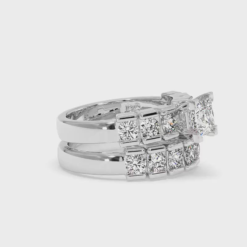 2.20-3.35 CT Round & Princess Cut Diamonds - Bridal Set