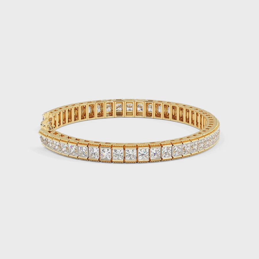 5.50 CT Princess Cut Lab Grown Diamonds - Tennis Bracelet