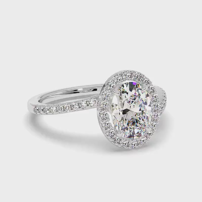 0.85-3.35 CT Round & Oval Cut Lab Grown Diamonds - Halo Ring