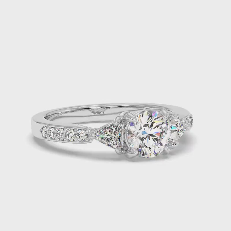 1.10-3.60 CT Round & Triangle Cut Lab Grown Diamonds - Engagement Ring