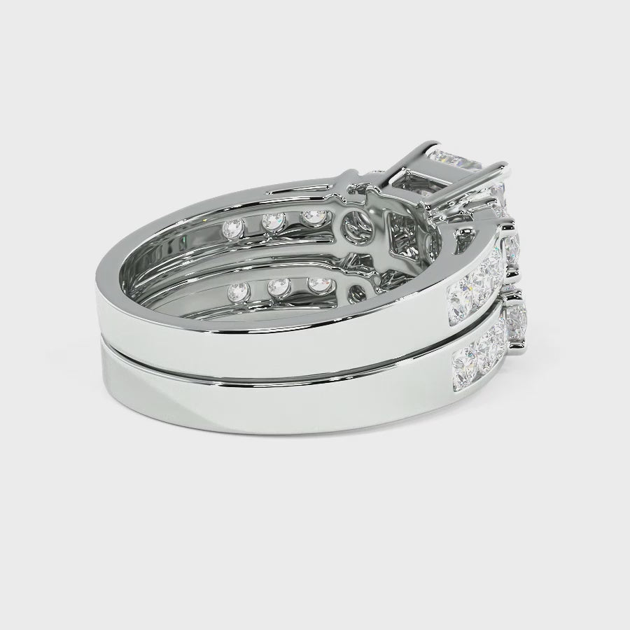 2.35-4.85 CT Round & Princess Cut Lab Grown Diamonds - Bridal Set