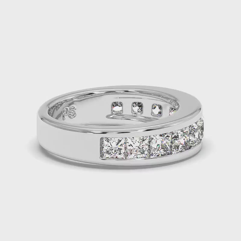 2.60 CT Princess Cut Lab Grown Diamonds - Wedding Band
