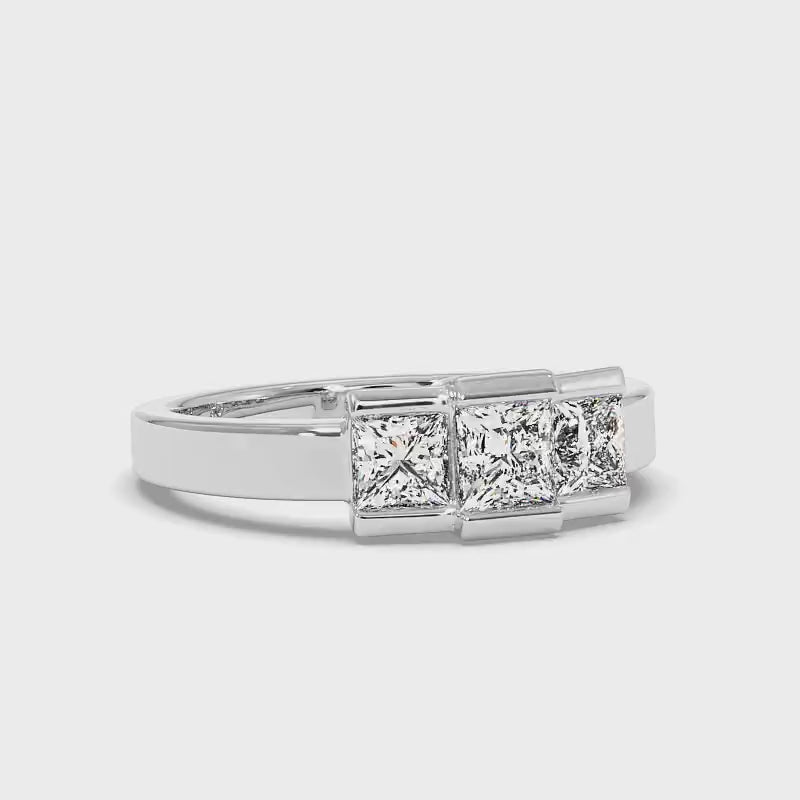 1.15 CT Princess Cut Diamonds - Three Stone Ring