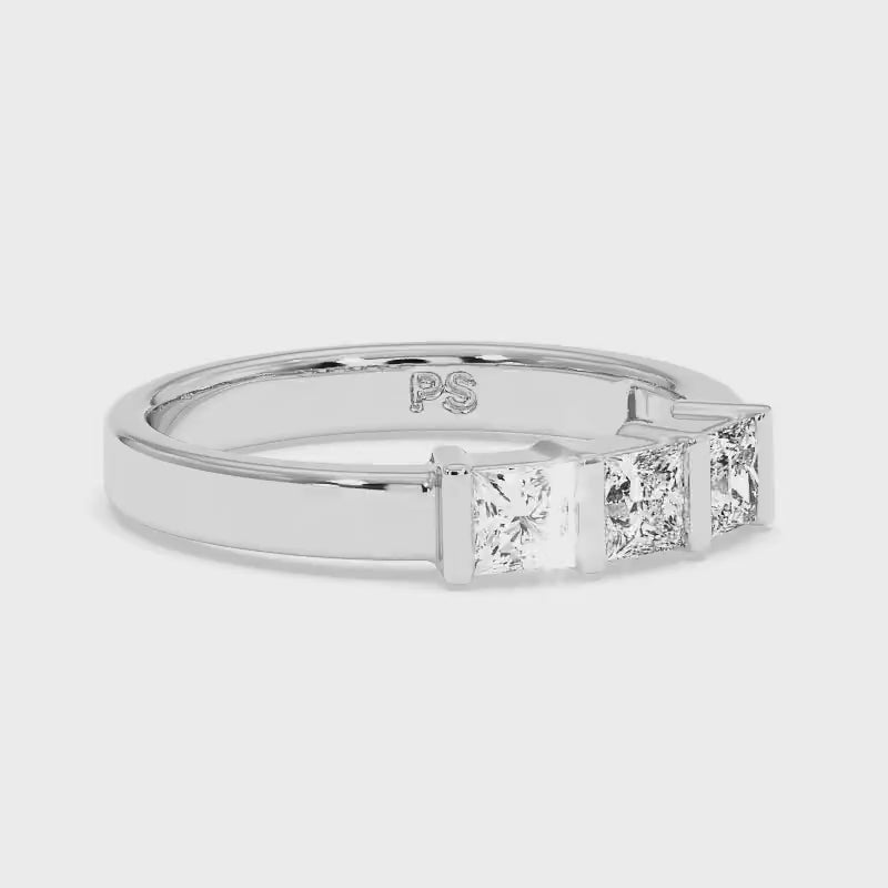 1.05 CT Princess Cut Lab Grown Diamonds - Wedding Band