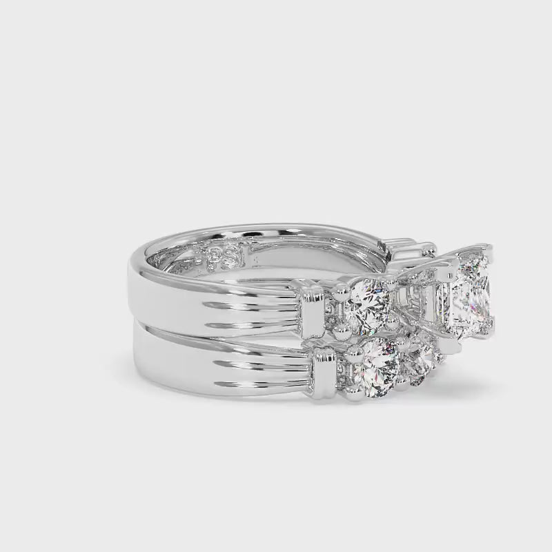 1.70-4.20 CT Round & Princess Cut Lab Grown Diamonds - Bridal Set