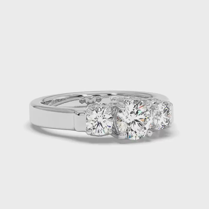 1.55 CT Round Cut Diamonds - Three Stone Ring