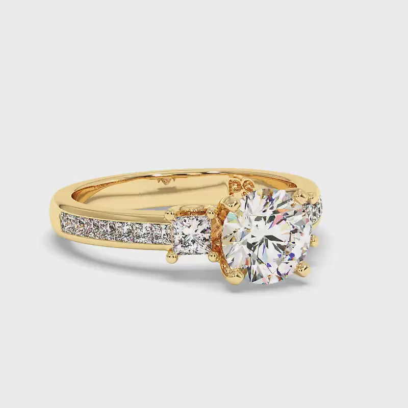 1.25-3.75 CT Princess & Round Cut Lab Grown Diamonds - Engagement Ring