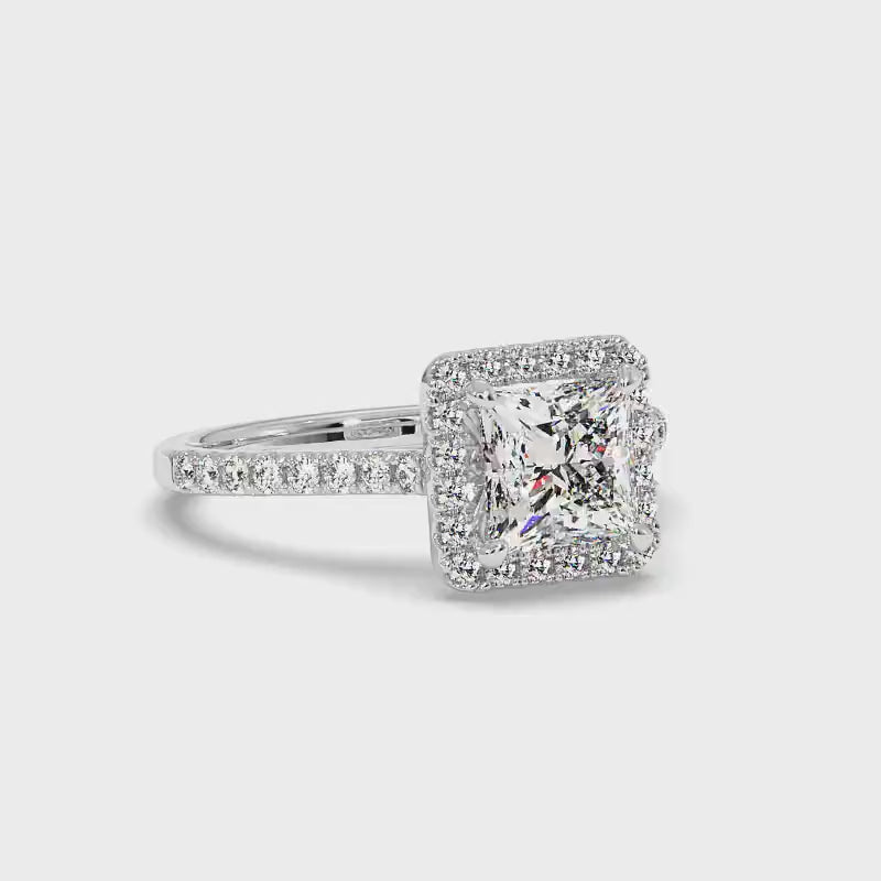 0.95-3.45 CT Round & Princess Cut Lab Grown Diamonds - Halo Ring