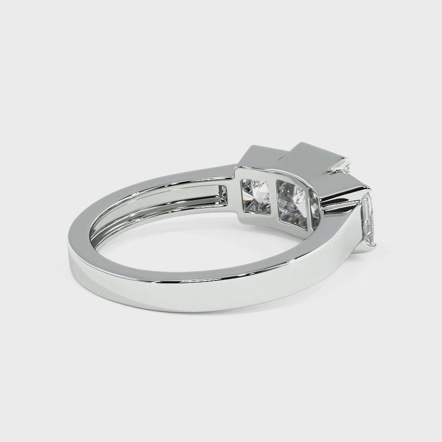 1.50-4.00 CT Princess Cut Lab Grown Diamonds - Three Stone Ring