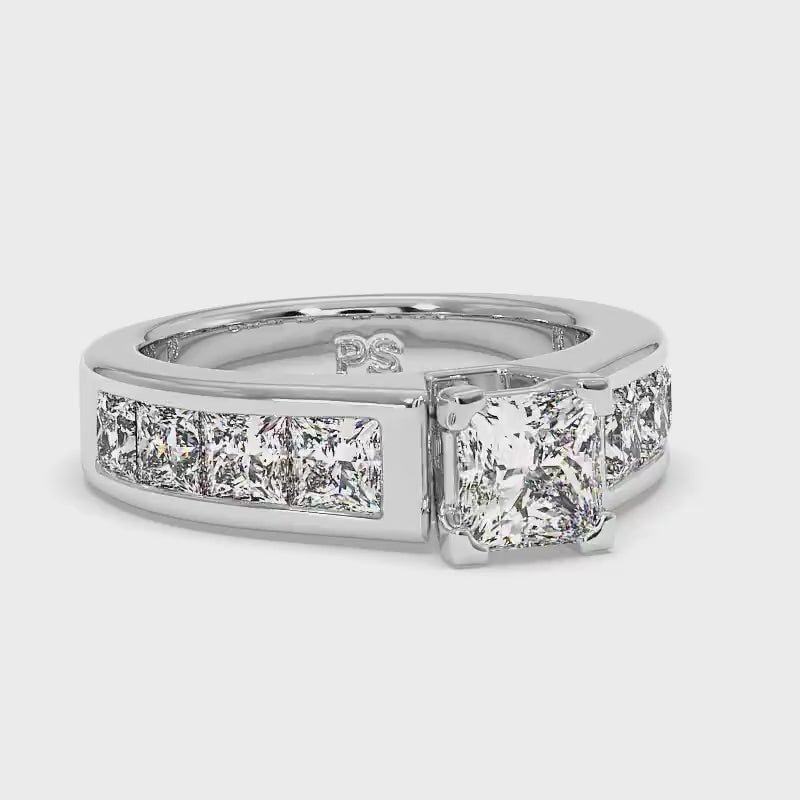 2.65-3.80 CT Princess Cut Diamonds - Engagement Ring