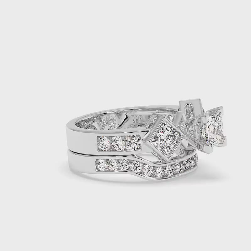 2.15-4.65 CT Round & Princess Cut Lab Grown Diamonds - Bridal Set