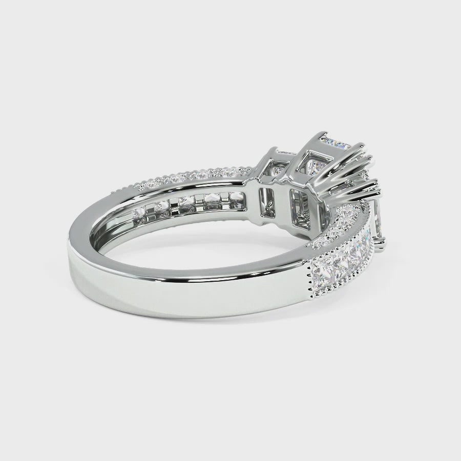 2.10-4.60 CT Round & Emerald & Princess Cut Lab Grown Diamonds - Engagement Ring