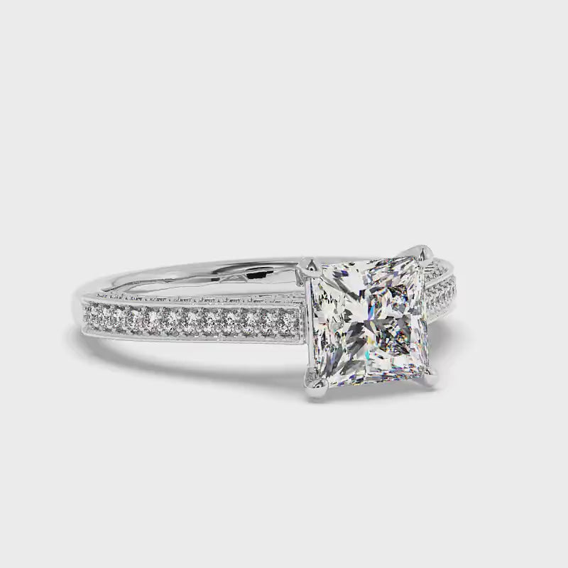 1.15-3.65 CT Round & Princess Cut Lab Grown Diamonds - Engagement Ring